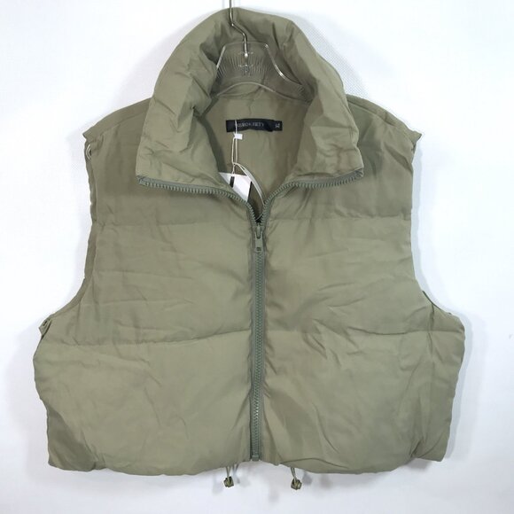 Cropped Puffer Vest Pea Green Women XL - Picture 8 of 12